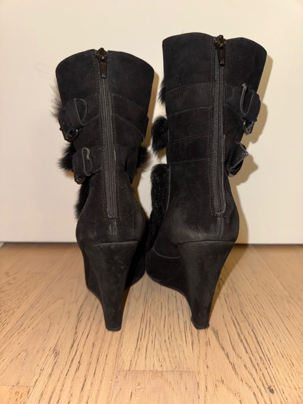 Helmut Lang Vintage A/W 2003 Suede & Fur Wedges - Picture 6 of 7